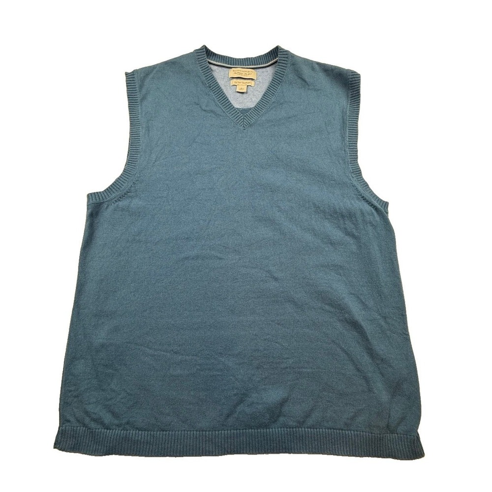 Vintage Banana Republic Sweater Vest Size Large Cotton Cashmere Blue Grandpa